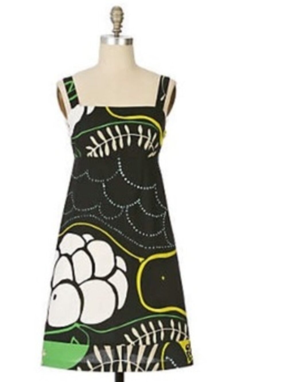 MARIMEKKO dress anthropologie cotton floral mauste 2 sleeveless black white
